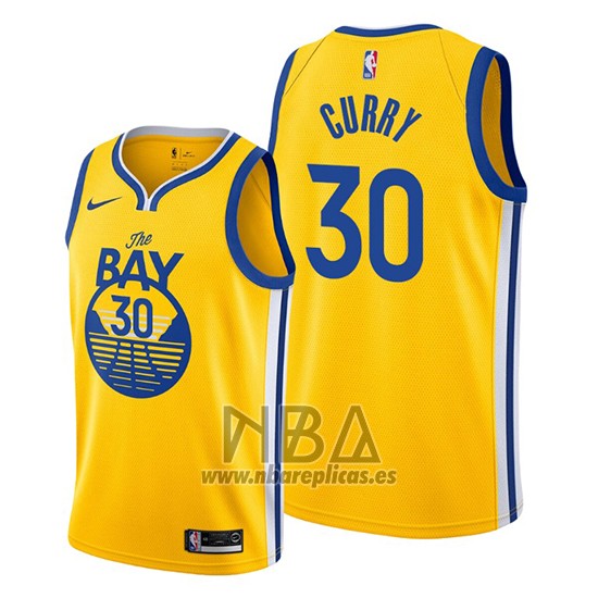 Camiseta Golden State Warriors Stephen Curry NO 30 Statement The Bay Oro